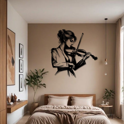 Elegant Violinist Metal Wall Art