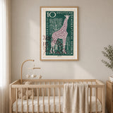 Berlin Giraffe Stamp Vintage Wall Art – Retro Postage Illustration