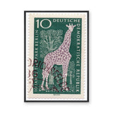 Berlin Giraffe Stamp Vintage Wall Art – Retro Postage Illustration