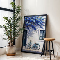 Bicycle and Blue Flowers Aesthetic Wall Poster Print