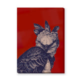 Bird of Prey Line Art Wall Art – Detailed Owl on Deep Red