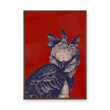 Bird of Prey Line Art Wall Art – Detailed Owl on Deep Red