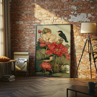 Birds and Lotus Flowers Aesthetic Wall Print Décor Poster Print