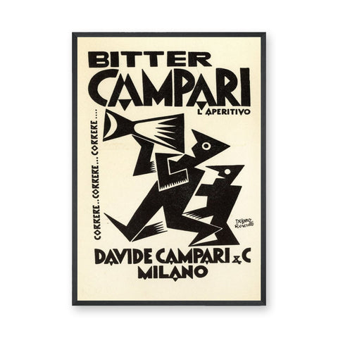 Bitter Campari Vintage Typography Wall Art – Black Cream Aperitivo Ad