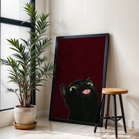 Black Cat Illustration Aesthetic Wall Décor Print