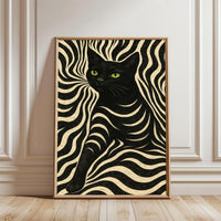 Black Cat Optical Illusion Aesthetic Print Wall Poster