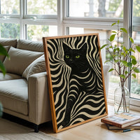 Black Cat Optical Illusion Aesthetic Print Wall Poster