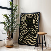 Black Cat Optical Illusion Aesthetic Print Wall Poster