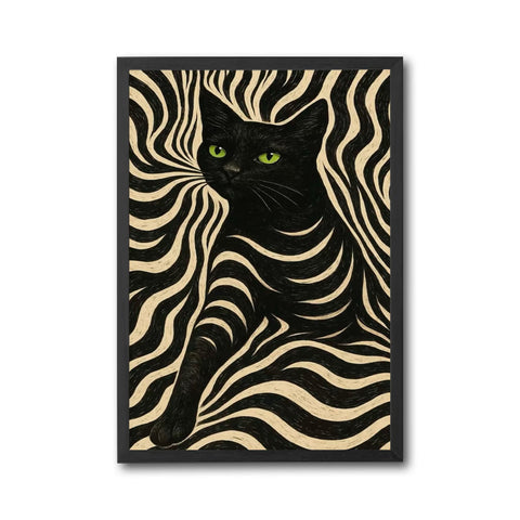 Black Cat Optical Illusion Aesthetic Print Wall Poster