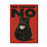 Black Cat Typography Wall Art – No Means No Red Retro Print
