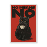 Black Cat Typography Wall Art – No Means No Red Retro Print