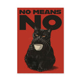 Black Cat Typography Wall Art – No Means No Red Retro Print