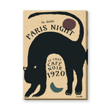 Black Cat Vintage Typography Wall Art – Paris Night Café Noir Print