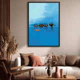 Black Cats Fish Modern Wall Art – Playful Blue Water Illustration
