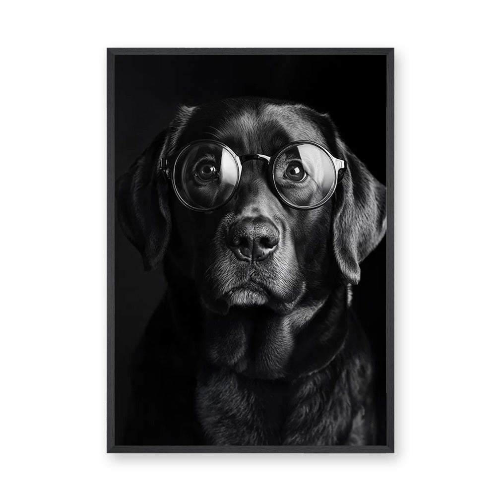 Black Dog Glasses Portrait Modern Wall Art – Eclectic Animal Photography