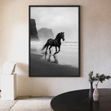 Black Horse Beach Photography Modern Wall Art – Misty Coastal Shoreline