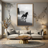 Black Horse Beach Photography Modern Wall Art – Misty Coastal Shoreline