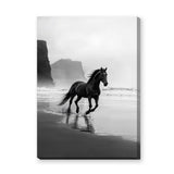 Black Horse Beach Photography Modern Wall Art – Misty Coastal Shoreline