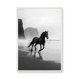 Black Horse Beach Photography Modern Wall Art – Misty Coastal Shoreline