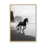Black Horse Beach Photography Modern Wall Art – Misty Coastal Shoreline
