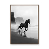 Black Horse Beach Photography Modern Wall Art – Misty Coastal Shoreline