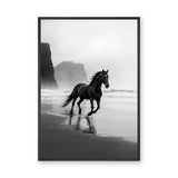 Black Horse Beach Photography Modern Wall Art – Misty Coastal Shoreline