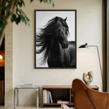 Black Horse Photography Modern Wall Art – Flowing Mane Portrait
