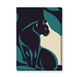 Black Panther Abstract Wall Art – Teal and Cream Jungle Cat Print