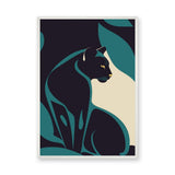 Black Panther Abstract Wall Art – Teal and Cream Jungle Cat Print