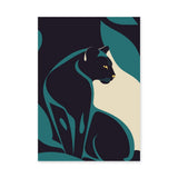 Black Panther Abstract Wall Art – Teal and Cream Jungle Cat Print