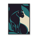 Black Panther Abstract Wall Art – Teal and Cream Jungle Cat Print