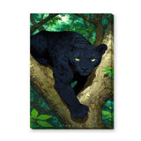 Black Panther Botanical Wall Art – Jungle Branches with Green Eyes