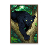 Black Panther Botanical Wall Art – Jungle Branches with Green Eyes
