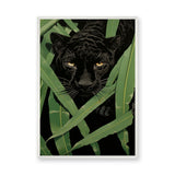 Black Panther Botanical Wall Art – Jungle Leaves Animal Print