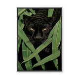 Black Panther Botanical Wall Art – Jungle Leaves Animal Print