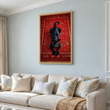 Black Panther Eclectic Wall Art – Ornate Red Rug Animal Print