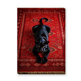 Black Panther Eclectic Wall Art – Ornate Red Rug Animal Print