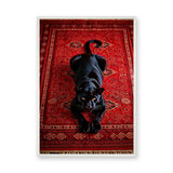 Black Panther Eclectic Wall Art – Ornate Red Rug Animal Print