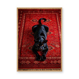 Black Panther Eclectic Wall Art – Ornate Red Rug Animal Print
