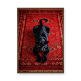 Black Panther Eclectic Wall Art – Ornate Red Rug Animal Print