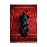 Black Panther Eclectic Wall Art – Ornate Red Rug Animal Print