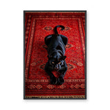 Black Panther Eclectic Wall Art – Ornate Red Rug Animal Print