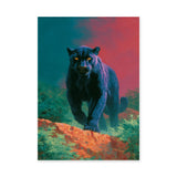 Black Panther Modern Wall Art – Glowing Eyes in Vibrant Jungle