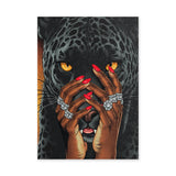 Black Panther Pop Art Wall Art – Jeweled Hands and Red Nails Portrait