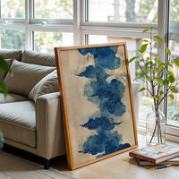 Blue Expressive Clouds Home Art – Aesthetic Cloud Wall Poster for Contemporary Home Decor