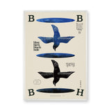 Blue Bird Typography Japandi Wall Art – Minimal Black Hole Art Print