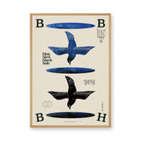 Blue Bird Typography Japandi Wall Art – Minimal Black Hole Art Print
