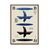 Blue Bird Typography Japandi Wall Art – Minimal Black Hole Art Print