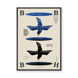 Blue Bird Typography Japandi Wall Art – Minimal Black Hole Art Print