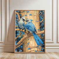 Blue Birds on Tree Aesthetic Wall Print Décor Poster Print